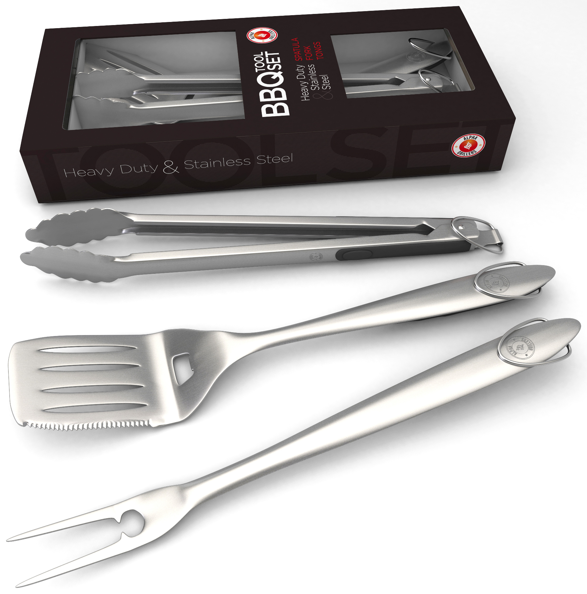 Case study interface design preview for BBQ Tool Set Packaging — Premium BBQ tool set product packaging with sleek dark design and professional 3D rendering.