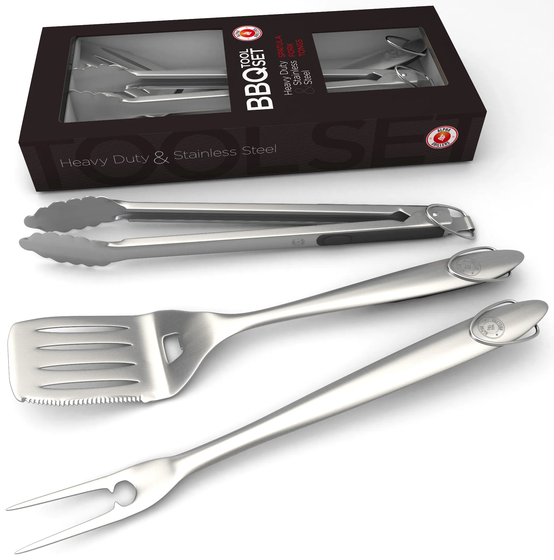 Case study interface design preview for BBQ Tool Set Packaging — Premium BBQ tool set product packaging with sleek dark design and professional 3D rendering.