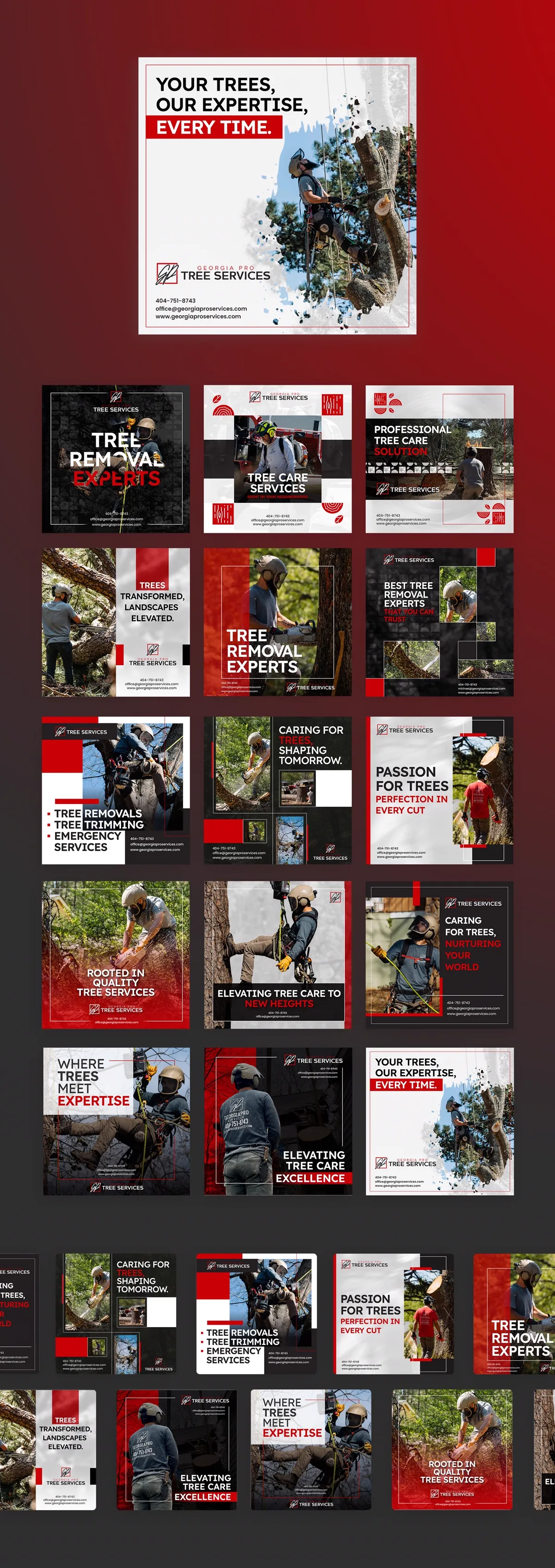 Case study interface design preview for Tree Cutting Service — Brand and marketing design for a professional tree cutting service company.